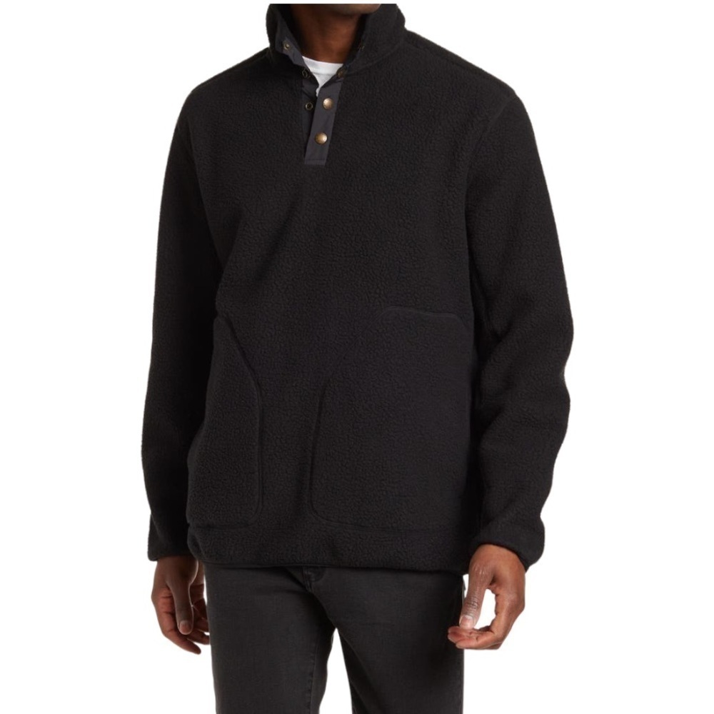 Slate & STONE Snap Front Fleece Pullover in black